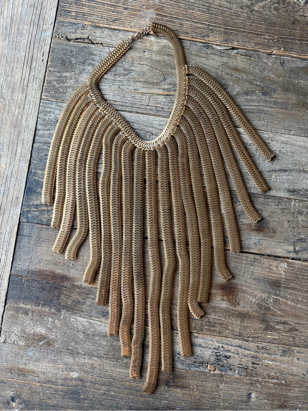Gold Fringe Statement Necklace - Women Jewelry